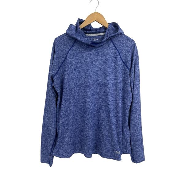 Under Armour Blue Purple Heat Gear Fitted Light Weight Hooded Shirt Men’s XL - Picture 1 of 3